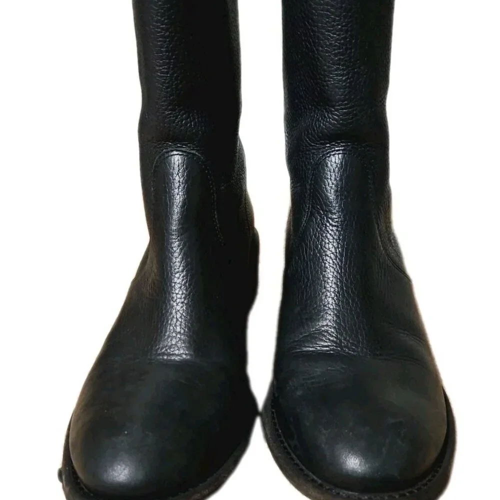 Tory Burch Siena Black Pebbeled Leather Ankle Boots, Womens Size 7.5